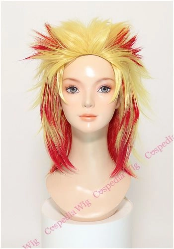 Desktop Decor Appreciating Asset "Demon Slayer" Kyojuro Rengoku style cosplay wig Esteemed Statue