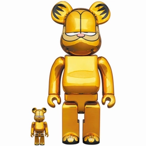 Colorful pieces Weather Adaptation BE@RBRICK GARFIELD GOLD CHROME Ver. 100?? & 400%