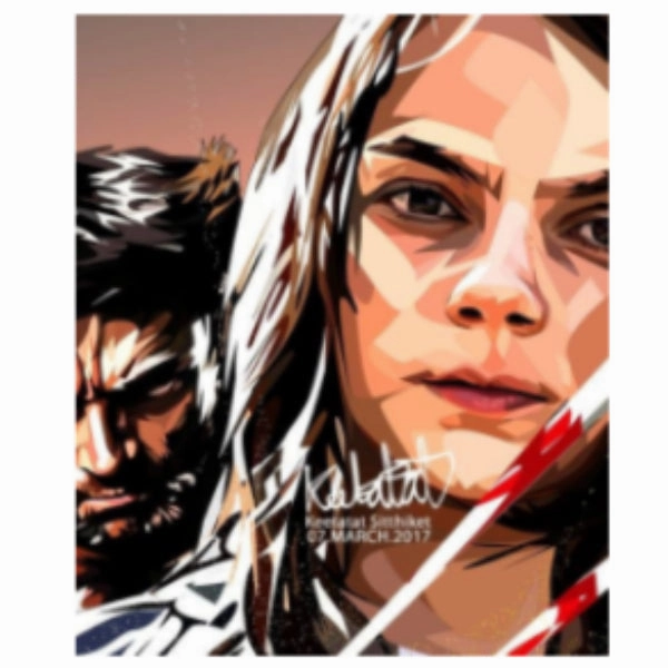Pop Art Wall Decoration Drawing (Wolverine Logan X Laura) ???? ? Push Walker Care Give