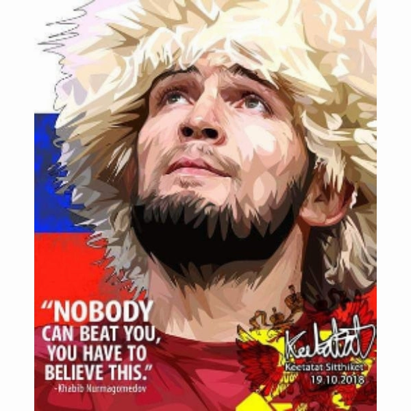 Pop Art Wall Decoration Drawing (Khabib Nurmagomedov - Nobdy can beat you) ? Memory enhancement