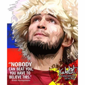 Pop Art Wall Decoration Drawing (Khabib Nurmagomedov - Nobdy can beat you) ? Grade Improve Moral Standard