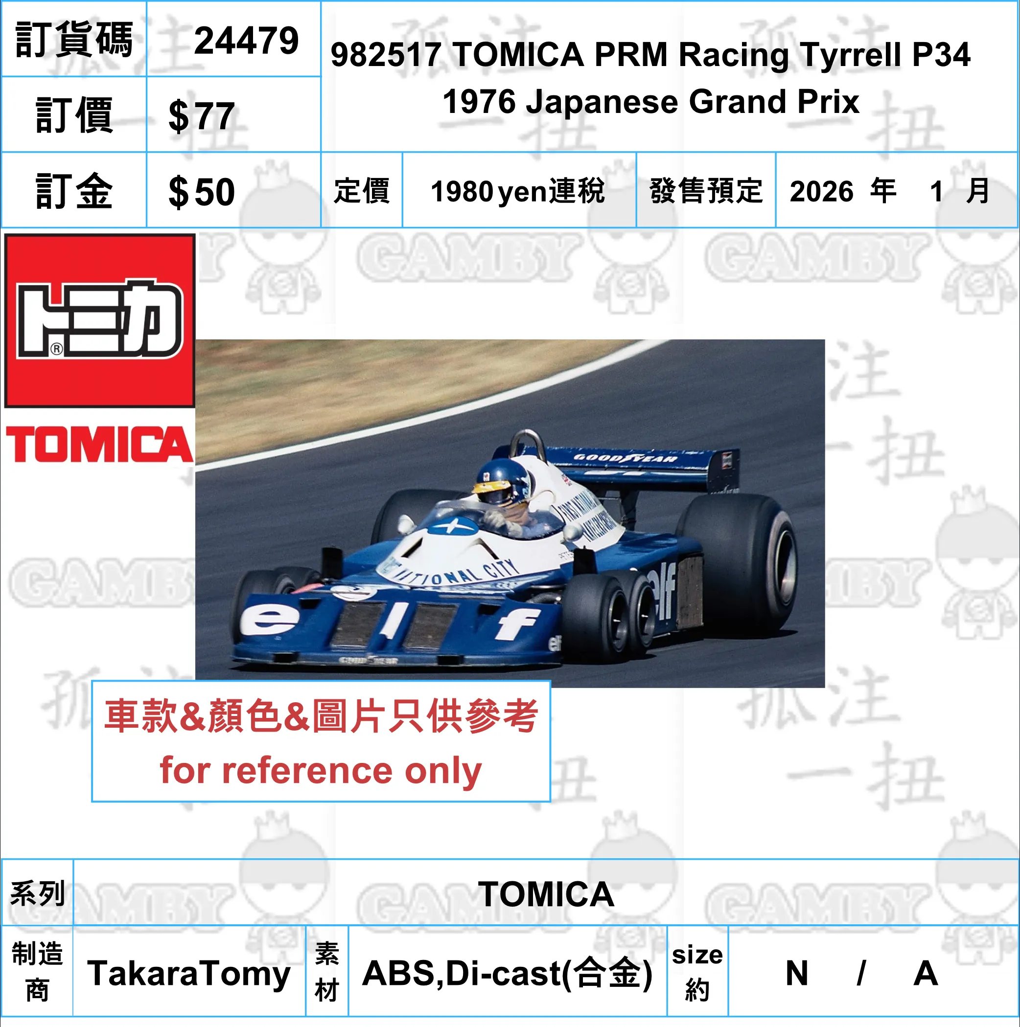 Miniature Figure Mindfulness practice ?a:24479 <?r$77> #982517 TOMICA PRM Racing Tyrrell P34 1976 Japanese Grand Prix=TOMICA