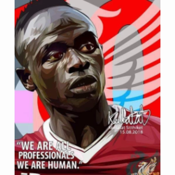 Pop Art Wall Decoration Drawing (Sadio Mane - We are all Professionals We are Human) ? Art Gallery Plan Execution