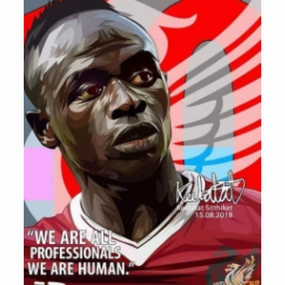 Pop Art Wall Decoration Drawing (Sadio Mane - We are all Professionals We are Human) ? Art Gallery Plan Execution