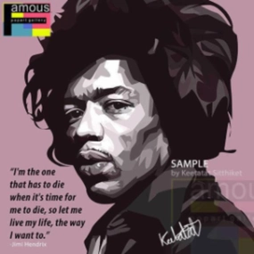 Pop Art Wall Decoration Drawing (Jimi Hendrix - Pink) ? Adventure Spirit Magic Carpet