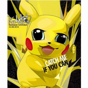 Marine Life Pop Art Wall Decoration Drawing (Pikachu Catch me if you can) ???????` ???? Pokemon ???? ?