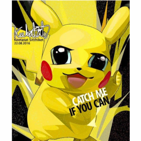 Marine Life Pop Art Wall Decoration Drawing (Pikachu Catch me if you can) ???????` ???? Pokemon ???? ?