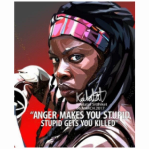 Skill Perfect Pop Art Wall Decoration Drawing (Michonne - Anger Make You Stupid) ?