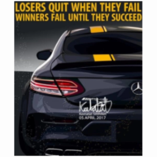 Item Collection Pop Art Wall Decoration Drawing (Car Benz - losers quit when they fail winners fail until they succeed) ?