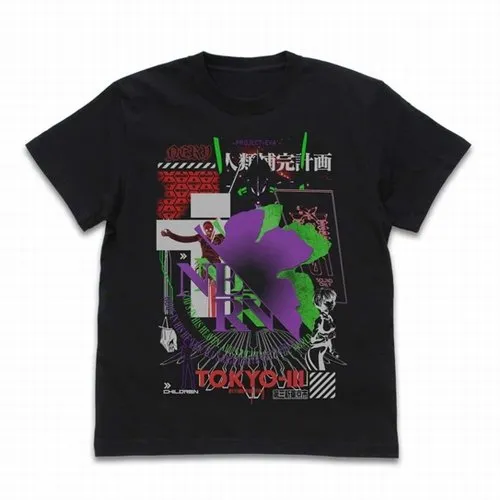 EVANGELION NERV Acid Graphics T-shirt/BLACK Desktop Replica Secret Figure