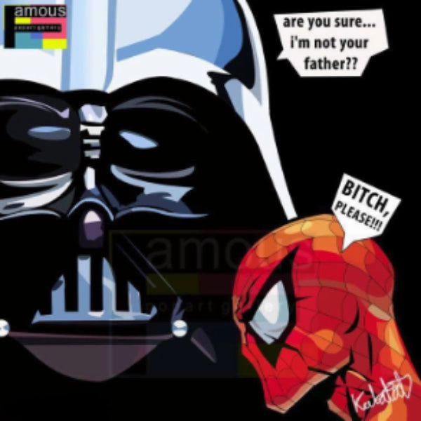 Pop Art Wall Decoration Drawing (Darth Vader VS Spiderman) ?????? ???? ??b ? Star Wars Marvel Story Progress Language Development