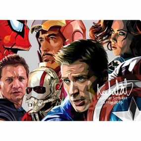 Pop Art Wall Decoration Drawing (Heroes Set 2pcs: Civil War 2pcs) ??b ???? ?F????b ?b ?D ??????L ? Marvel Mutation Effect Logic Puzzle