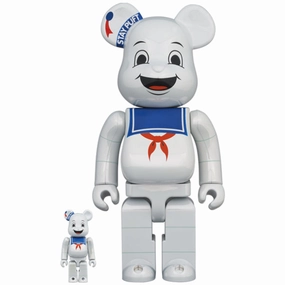 BE@RBRICK STAY PUFT MARSHMALLOW MAN WHITE CHROME Ver. 100?? & 400?? SET Race Car