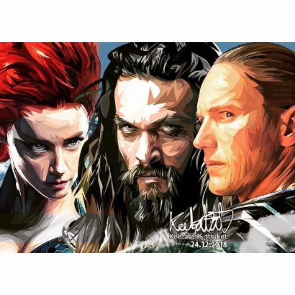 Pop Art Wall Decoration Drawing (Aquaman - Princess Mera, Aquaman, Ocean Master) ? DC Analysis Technique