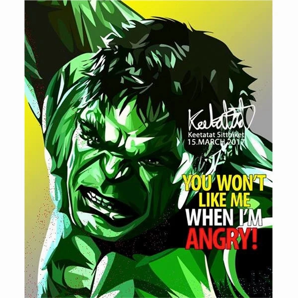 Pop Art Wall Decoration Drawing (The Hulk - You Don't Like Me) Labor Execute Card game