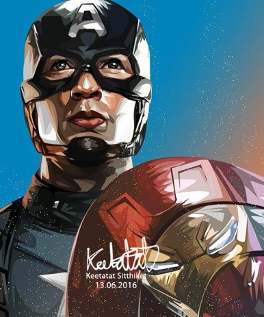 Pop Art Wall Decoration Drawing (Captain America - Ironman Refelected On Shield ) Animal Figures Talent Unleash