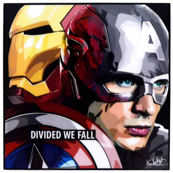 Growth Mindset Hurricane Simulation Pop Art Wall Decoration Drawing (Ironman and Captain America Divided We Fall) ??F??b ??????L ? Marvel