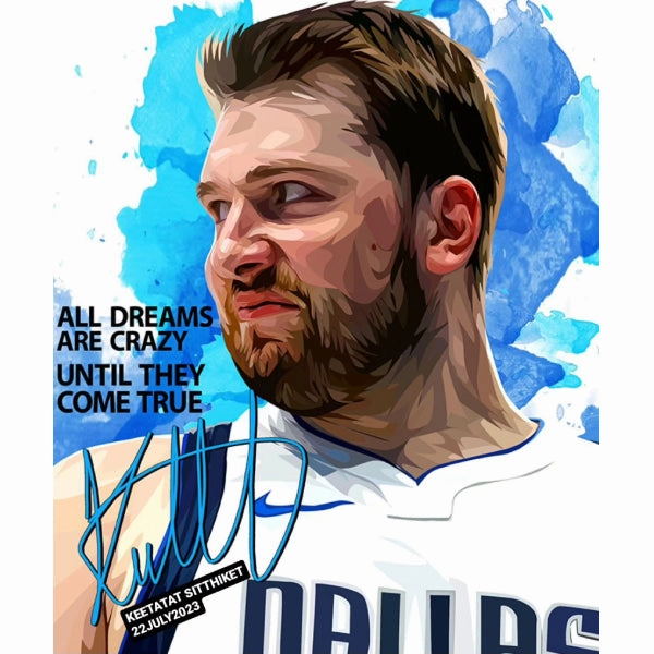 Pop Art Wall Decoration Drawing (Luka Doncic - All dreams are crazy until they come true) ? App Interface Sound Quality