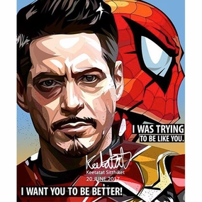 Innovation Encourage Wish Respect Pop Art Wall Decoration Drawing (Tony Stark & Spiderman - I was trying to be like you) Marvel