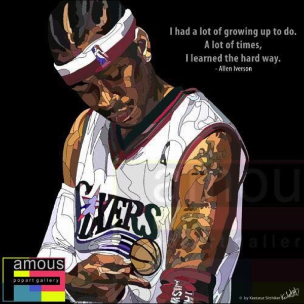 Pop Art Wall Decoration Drawing NBA Allen Iverson Black War Prevent
