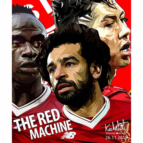 Pop Art Poster Wall Decoration Drawing Mo Salah Sadio Mane Roberto Firmino Power Share