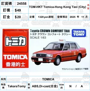 ?a:24558 <?r$49> #TOM-HKT Tomica-Hong Kong Taxi (City)??=TOMICA Loyal Friend