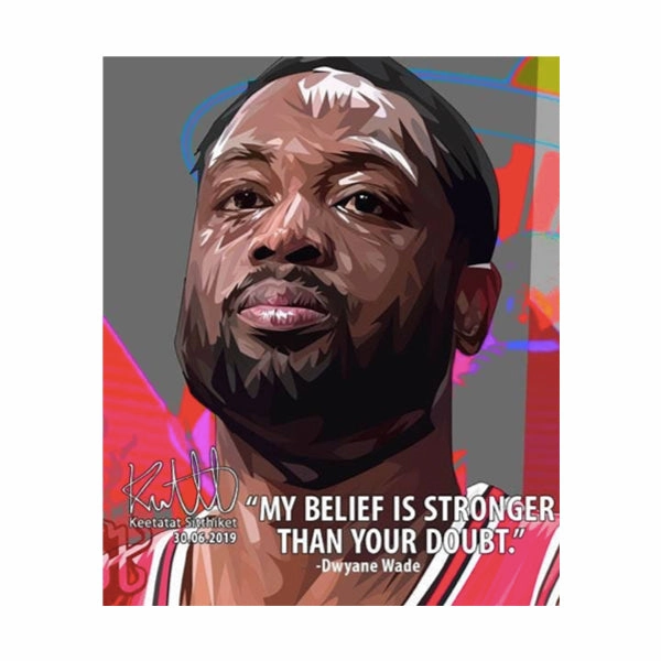 Playful Physical Pop Art Wall Decoration Drawing (Dwyane Wade - My belief is stronger) Vibration Sense Alphabet Toy