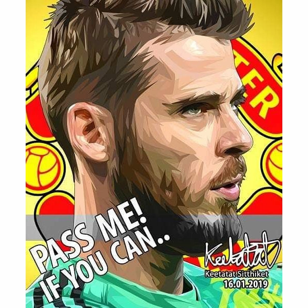 Writing Practice Performance Indicator Pop Art Wall Decoration Drawing (David de Gea - Pass me ! if you can..)