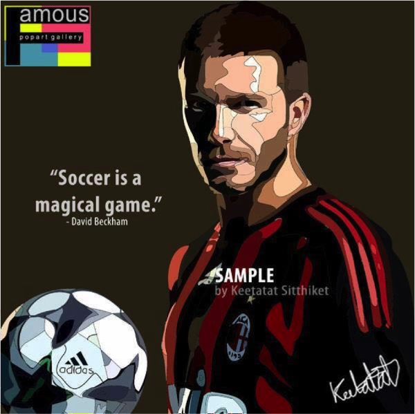 Football Throw Pop Art Wall Decoration Drawing (David Beckham - AC)