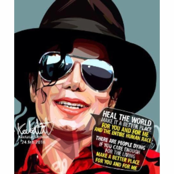 Pop Art Wall Decoration Drawing (Michael Jackson - Heal The World) MJ ???e?d ? Degree Earn