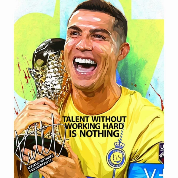 Pop Art Wall Decoration Drawing (Cristiano Ronaldo - TALENT WITHOUT WORKING HARD IS NOTHING) ???????? C???? ? Group Games Consequence System