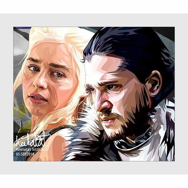 Pop Art Poster Wall Decoration Drawing Game of Thrones Jon Snow & Daenerys Targaryen Writing Practice Patience Teach