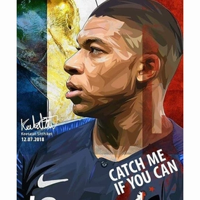 Pop Art Poster Wall Decoration Drawing Kylian Mbappe Catch Me Polarization Effect