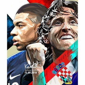 Timing Practice Pop Art Poster Wall Decoration Drawing Kylian Mbappe vs Luka Modric