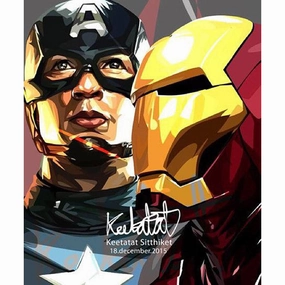 Pop Art Poster Wall Decoration Drawing Marvel Captain America Vs Ironman Marvel Pollution Control Diversity Celebrate