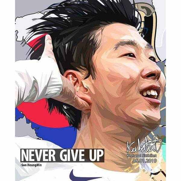 Pop Art Poster Wall Decoration Drawing Son Heung Min (Never give up) Requirement Satisfy Role Assume