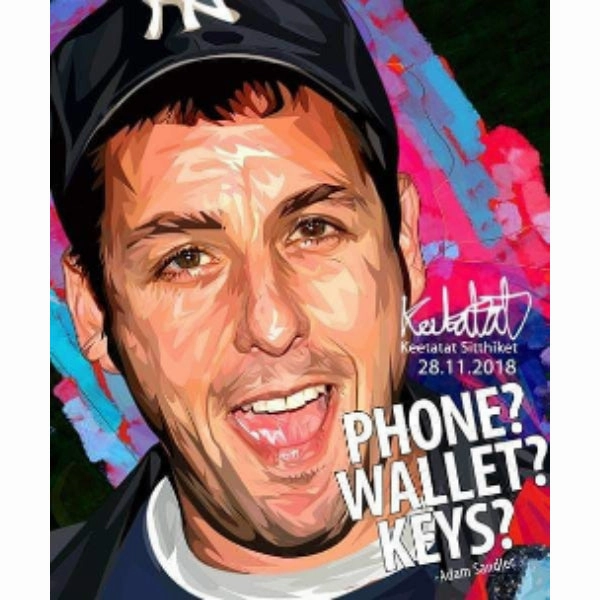 Police Station Bicycle Model Pop Art Wall Decoration Drawing (Adam Sandler - Phone? Wallet? Key?) ?