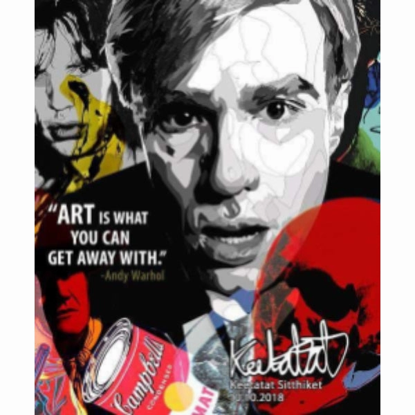 Battery operated Pop Art Wall Decoration Drawing (Andy Warhol - Art is what you can get away with.) ?