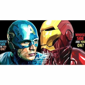 Vehicle Design Adventure Theme Pop Art Wall Decoration Drawing (Captain America VS Iron Man Whose Side Are You On 2pcs) ?F????b ??????L ? Marvel