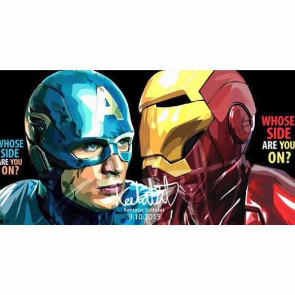 Vehicle Design Adventure Theme Pop Art Wall Decoration Drawing (Captain America VS Iron Man Whose Side Are You On 2pcs) ?F????b ??????L ? Marvel