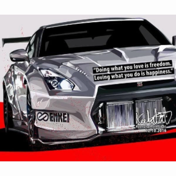 Prequel Story Pop Art Wall Decoration Drawing (Car - GTR White) (Enkei) ?