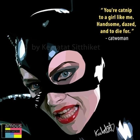 Museum Exhibit Pop Art Wall Decoration Drawing (Catwoman)