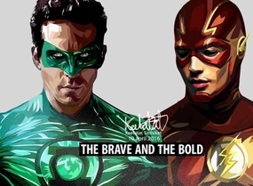 WiFi Compatible Pop Art Wall Decoration Drawing (Green Lantern VS The Flash) DC