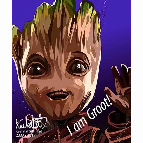 Pop Art Wall Decoration Drawing (Groot - I am Groot) Roller Skate Mark Achieve