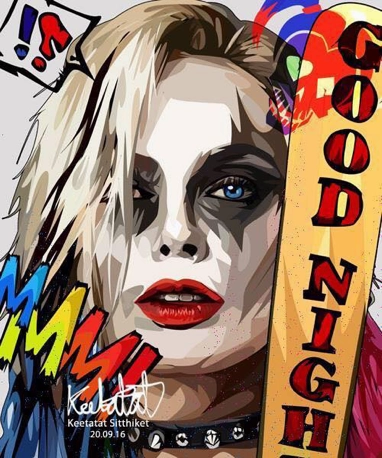 Pop Art Wall Decoration Drawing (Harley Quinn Good night) Cell Division