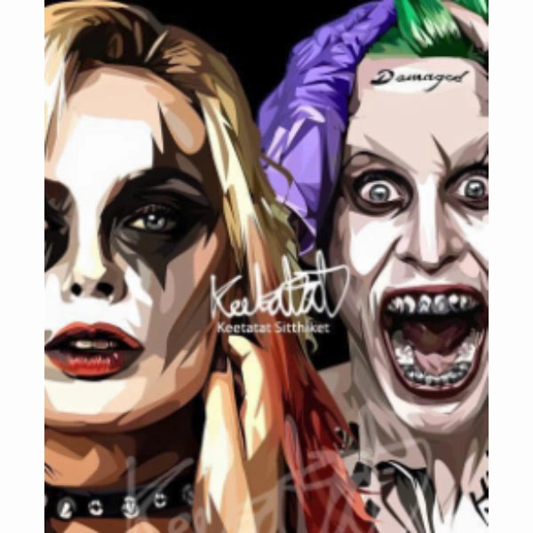 Transportation System Pop Art Wall Decoration Drawing (Harley Quinn VS The Joker Jared Leto) ?? ? DC