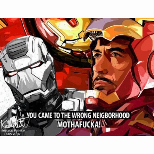 Oceanography Set Pop Art Wall Decoration Drawing (Iron Man You Came To The Wrong Neighbourhood 2pcs) ?F????b ? Marvel