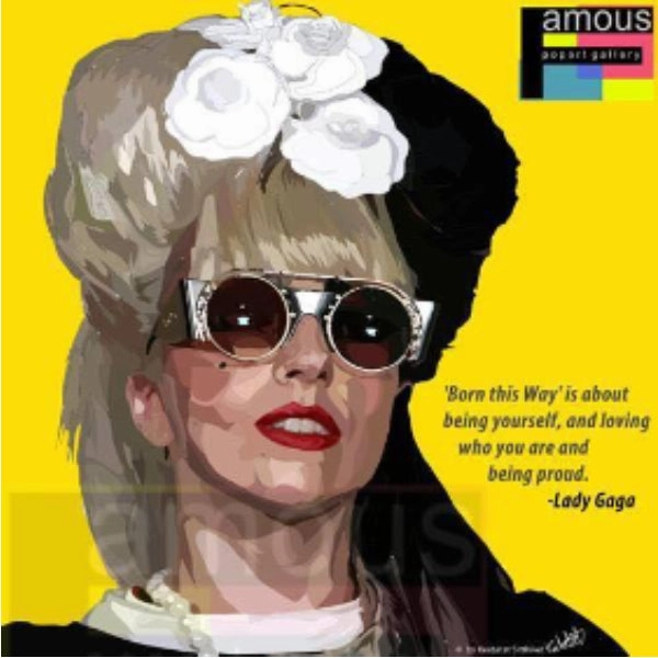 Pull Along Score Board Pop Art Wall Decoration Drawing (Lady Gaga - Yellow) ?
