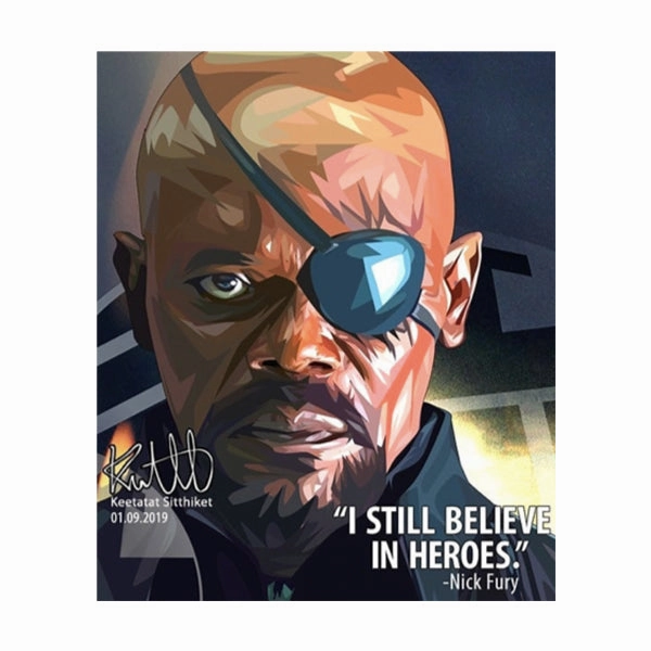 Pop Art Wall Decoration Drawing (Nick Fury - I still believe in Heroes) Fantasy World