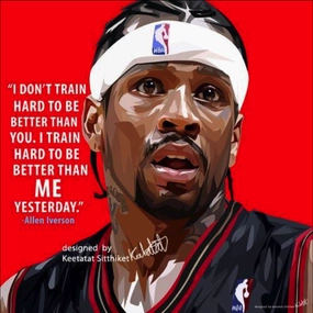 Pop Art Wall Decoration Drawing Poster NBA Allen Iverson Red Physics Law